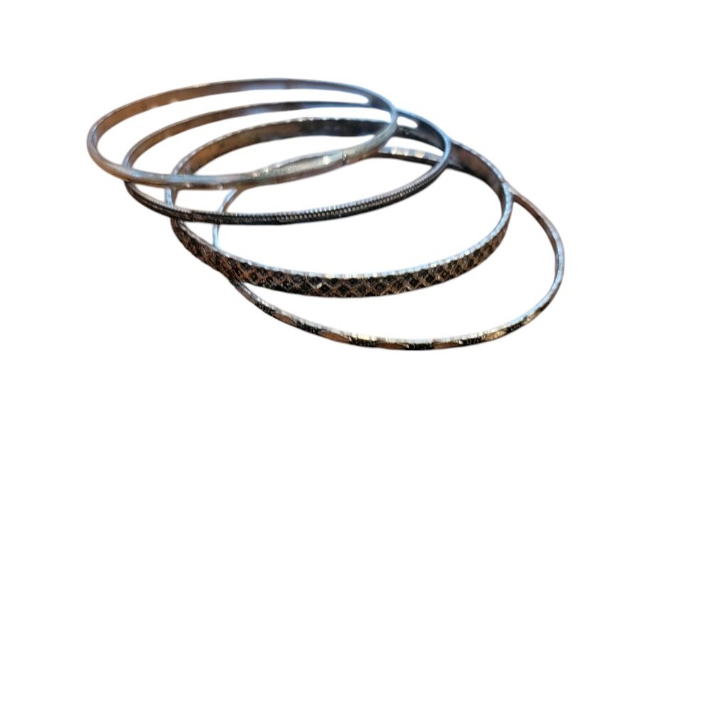 Silver Bangle Bracelets Set of 4 Assorted Styles
